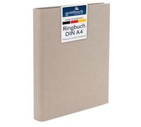 goldbuch Summertime 37 211 Ring Binder A4 Beige Dimensions 32 x 27.5 x 4.5 cm Stapler with 4-Ring Mechanism and Clamping Bracket, Ring Binder Format DIN A4, Linen Cover, Light Brown