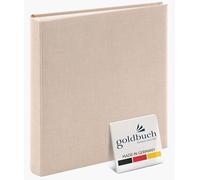 Goldbuch Summertime Trend 2 24605 Photo Album with 60 White Pages with Pargamine Dividers, Memory Album with Linen Cover, Photo Album for Gluing, Beige, 25 x 25 x 4 cm