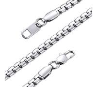 GoldChic 4mm Round Box Necklace, 316L Stainless Steel Chain for Men Women, 30 inches