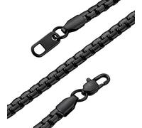 GoldChic 4mm Round Box Necklace Black, 316L Stainless Steel Chain for Men Women, 30 inches