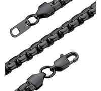 GoldChic 6mm Round Box Necklace Black, 316L Stainless Steel Chain for Men Women, 30 inches