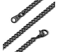 GoldChic Black Chains Necklace for Men Women 316L Stainless Steel Necklaces 3mm Light Thin Flat Curb Link Chain Hip Hop Hypoallergenic Men's Jewellery for Dad 22 inches