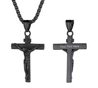 GoldChic Cross Necklace for Men Women Black Stainless Steel Jesus Christ Pendant Chains Customised Christianity Irish Religious Jewellery Gifts