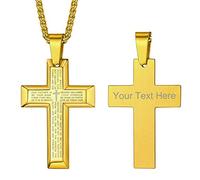 GoldChic Cross Necklace for Men Women Gold Stainless Steel Lord's Prayer Pendant Chains Christianity Irish Religious Customized Personalised Gifts Jewellery
