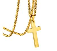 GoldChic Gold Cross Necklace for Men Women Stainless Steel Crucifix Pendant Chains Christian Irish Religious Nun Priest Monk Jewellery Gifts