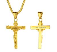 GoldChic Gold Cross Necklace for Men Women Stainless Steel Jesus Christ Pendant Chains Christianity Irish Religious Jewellery Personalised Gifts