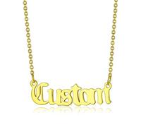 GoldChic Gold Name Necklace for Women Personalised Nameplated Pendant Old English Names Necklace Engraved, Stainless Steel Names Necklaces for Mum Daughters