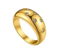 GOLDCHIC JEWELRY Cubic Zirconia Plain Chunky Rings For Man, Stainless Steel Ring For Classical Cocktail Wife Father Valentine's Jewellery Gifts, Size T½