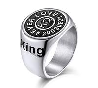 GoldChic JEWELRY Dark Engraved Rings For Man, Stainless Steel Square Punk Personalised Signet Sovereign Ring For Father Size R½