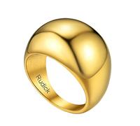 GOLDCHIC JEWELRY Engraving 16mm Gold Chunky Rings For Man, Stainless Steel Ring For Classical Cocktail Wife Father Valentine's Jewellery Gifts Size T½