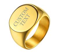 GOLDCHIC JEWELRY Gold Classical Signet Pinky Ring, Personalised Simple Plain Band Ring For Men, Size V½