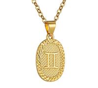 GOLDCHIC JEWELRY Gold Gemini Necklace, Zodiac Sign Pendant Horoscope Tag for Men