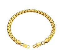 GoldChic Jewelry Gold Italian Box Chain Bracelet, 6mm Chunky Link for Men, 22CM