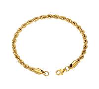 GOLDCHIC JEWELRY Gold Rope Chain Bracelet, 3mm Chunky Men Twist Link, 21CM