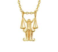 GoldChic Jewelry Libra Zodiac Necklace Constellation Birthday Jewellery Gifts, Gold Lib Horoscope Pendant For Women Men