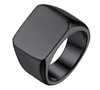 GoldChic JEWELRY Men's Black Band Ring, Polished Ganster Rings Rapper Jewellery Gifts, Size R