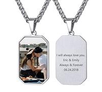 GoldChic Jewelry Octagon Picture Necklace Personalised For Men, Custom Photo Engraved Necklace Gifts For Father