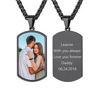 GoldChic Jewelry Personalised Black Dog Tag For Men with Customised Photo, Women's Hip Hop Engraved Necklace Jewellery Keepsake Gifts