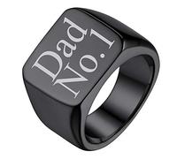 GoldChic JEWELRY Personalised Black Square Signet Rings For Men, Stainless Steel Sovereign Band Ring For RockStar, Size X½