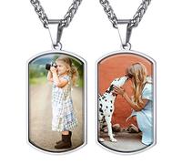 GoldChic Jewelry Picture Tag Necklace Personalised For Men, Custom Photos Engraved Necklace Gifts For Father
