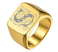 GOLDCHIC JEWELRY Size T½ Gold Plain Signet Rings For Man, Stainless Steel Ring For Classical Cocktail Husband Father Valentine