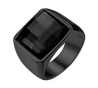 GOLDCHIC JEWELRY Square Gemstone Ring For Man, Stainless Steel Vintage Onyx Sovereign Ring For Rapper Size R½