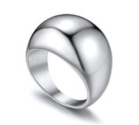 GOLDCHIC JEWELRY Stainless Steel Personalized Bold Chunky Croissant Dôme Ring for Women Stacking Statement Ring,Size 7-12,Gold/Silver/Black Color,Gift Box Included, Metal, Rhinestone,