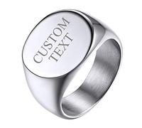 GoldChic JEWELRY Stainless Steel Sovereign Ring For Men, Personalized Round Signet Rings For RockStar, Size T½