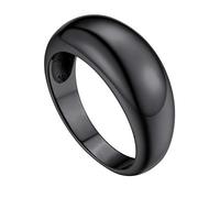 GoldChic Jewelry Women's Polished Band Ring, Size R½ Black Signet Rings Rapper Jewellery Gifts, US Size 8
