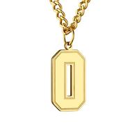 GoldChic Jewerly 18k Gold Plated O Pendant Necklace, Hip Hop Initial Tag with Cuban Chain For Men