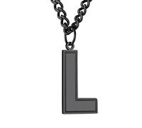 GoldChic Jewerly L Initial Black Chain For Boy, Big Letter Pendant Statement Jewellery Gifts For Sports Lovers