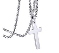 GoldChic Silver Cross Necklace for Men Women Stainless Steel Crucifix Pendant Chains Christian Irish Religious Nun Priest Monk Jewellery Gifts