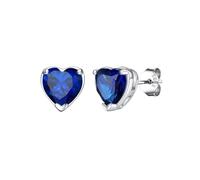 GoldChic Silver Stud Earrings for Women Hypoallergenic Small Studs Heart Crystal Sparkly Cubic Zirconia September Birthstone Sapphire Earrings Women's Jewellery Gifts for Mother Granddaughter