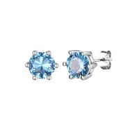 GoldChic Silver Stud Earrings for Women Hypoallergenic Sparkly Round Crystal Cubic Zirconia Small Studs March Aquamarine Birthstone Earrings Women's Jewellery Gift for Daughter Girlfriend