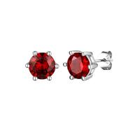 GoldChic Silver Stud Earrings for Women Hypoallergenic Sparkly Round Cubic Zirconia Samll Studs January Garnet Crystal Birthstone Earrings Women's Jewellery Gift for Mum Wife
