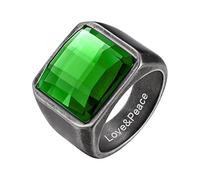 GoldChic Stainless Steel Sovereign Ring For Men, Personalized Square Gemstone Signet Rings For Father, Size 10