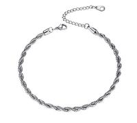GoldChic Twister Rope Chain Ankle Bracelet, Stainless Steel Anklets for Women, 3mm