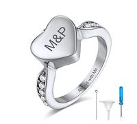GoldChic Urn Ring for Ashes for Pass Loved One, Heart Ashes Keepsake Rings Size L½, Memorial Jewellery Gifts Engravable