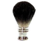Golddachs Shaving Brush, 100% Badger Hair, Metal, Silver