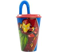 Golddunes Kids Character Sports Tumbler 430ML Drinking Re-usable Plastic Cup with Re-Usable Straw (Avengers Heraldic Army)