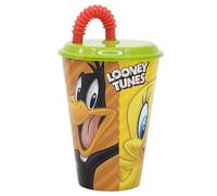 Golddunes Kids Character Sports Tumbler 430ML Drinking Re-usable Plastic Cup with Re-Usable Straw (Looney Tunes)