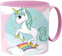Golddunes Kids Plastic Mug, 265ml, Cartoon Character Design, with Handle, Microwave Safe, Reusable, for Ages 4 and Above, 7.5cm x7.5cm (Unicorn)