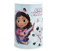 Golddunes Metal Money Box, Tin Piggy Bank, Break to Open Design, 15 x 10 x 10 cm, Metallic Finish, Coin Slot, Educational Savings for Children (Gabby's Dollhouse)