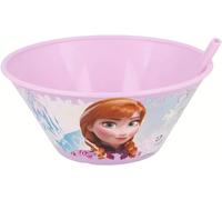 Golddunes Re-usable Bowl with Re-Usable Straw 500ml BPA Free (Frozen Pink Anna)