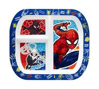 Golddunes Rectangular Divided Plate RESUSABLE Plastic 3 COMPARTMENTS (Spiderman Mob)