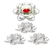 GOLDEAL 4Pcs Lotus Candle Holders, Tealight/Tea Light/Votive Candle Holders Bulk, Clear Glass Candle Holder for Table Centerpiece, Wedding, Party, Home Decor(4 PCS,Clear)