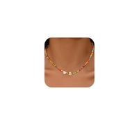 Goldegg Colorful Choker Necklace for Women, 14K Gold Plated, Delicate Heart Choker Necklace, Letter Heart Necklace, Jewelry Gifts for Women, Brass, No Gemstone