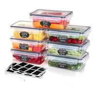 Goldeluxe 7 x 840ml Airtight Food Containers BPA Free Portable Plastic Fridge Dishwasher Safe Storage Containers Ideal for Storing and Transporting Food, Fruit, Salads and Soups