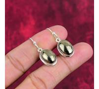 (golden, 1.50 Inches) Golden Pyrite Earrings Handmade Gemstone Jewelry, 925 Solid Sterling Silver Earrings Antique Jewelry, For Engagement Gift
