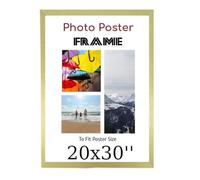 Golden 20 x 30 Inch Poster Frames - Large MDF Wooden Frames 20x30 Inch - Both Ways Wall Hanging Wall Gallery Living Room Photo Picture Frame With Styrene Shatterproof Perspex Sheet